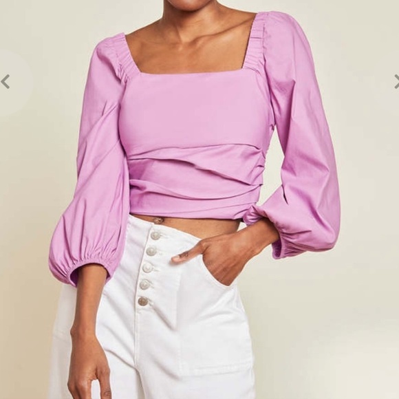 Veronica Beard Kayla Square Neck Long Puff Sleeve Top Blouse Size 6 - Picture 4 of 7